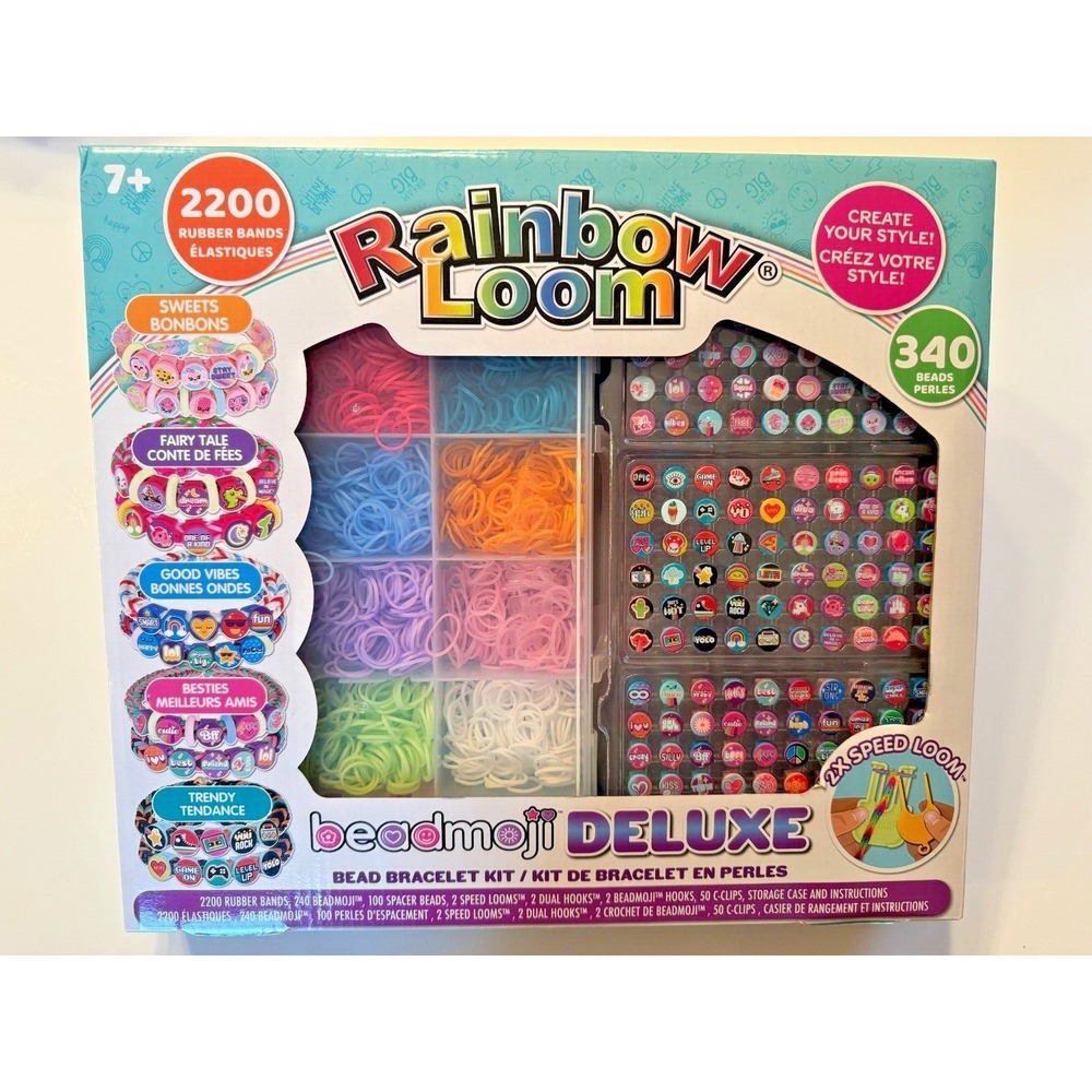 Rainbow Loom Beadmoji Deluxe Bracelet Bead Large Kit & Speed Looms 2200‎ Bands